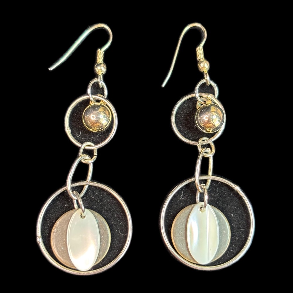 VTG Geometric Gold and Silver Tiered Earrings